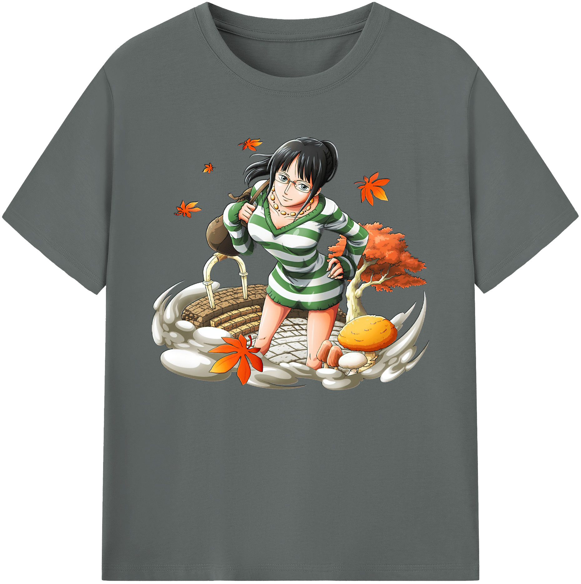 ワンピース ニコ・ロビン ONE PIECE Nico Robin 綿100％ メンズ半袖Tシャツ｜肌触りやわらか＆通気性